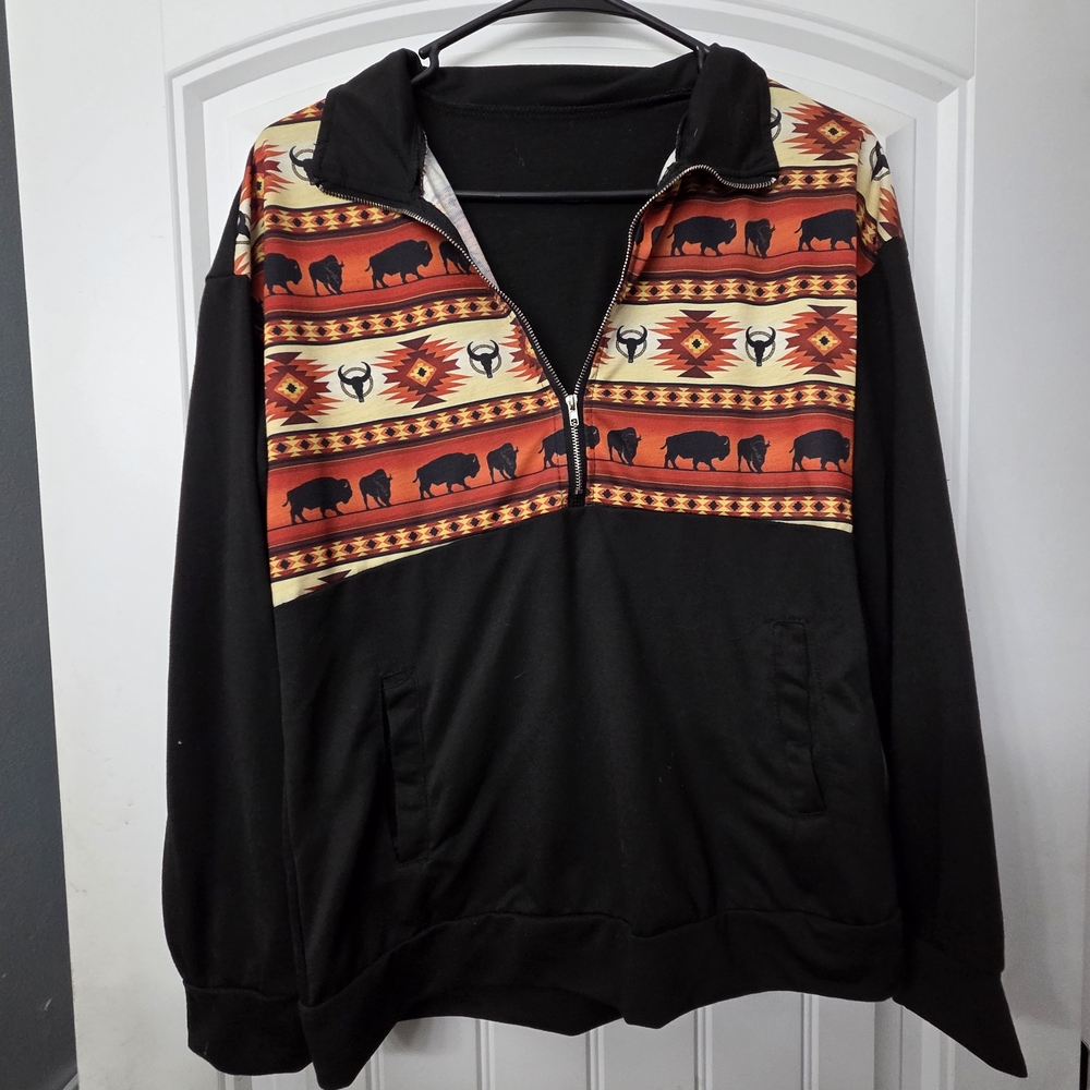 Black and Red Patterned Womens Sweater